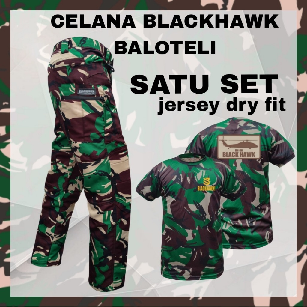 BLACKHAWK Set Celana Tactical Loreng Manvinas TNI Universal - Bahan Balotelli Quick Dry & Resleting 