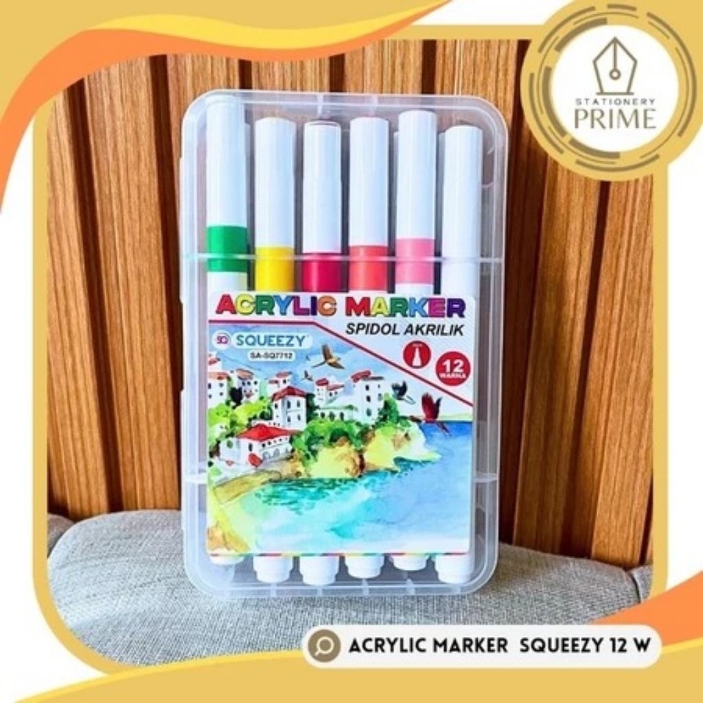 

Spidol Akrilik / Acrylic Marker SQUEEZY 12 Warna SA-SQ7712