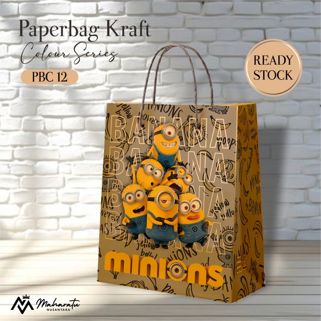 

[12 PCS] PAPER BAG SOUVENIR BAHAN KRAFT - TAS ULANGTAHUN FULL COLOUR PBC 12 READY STOCK