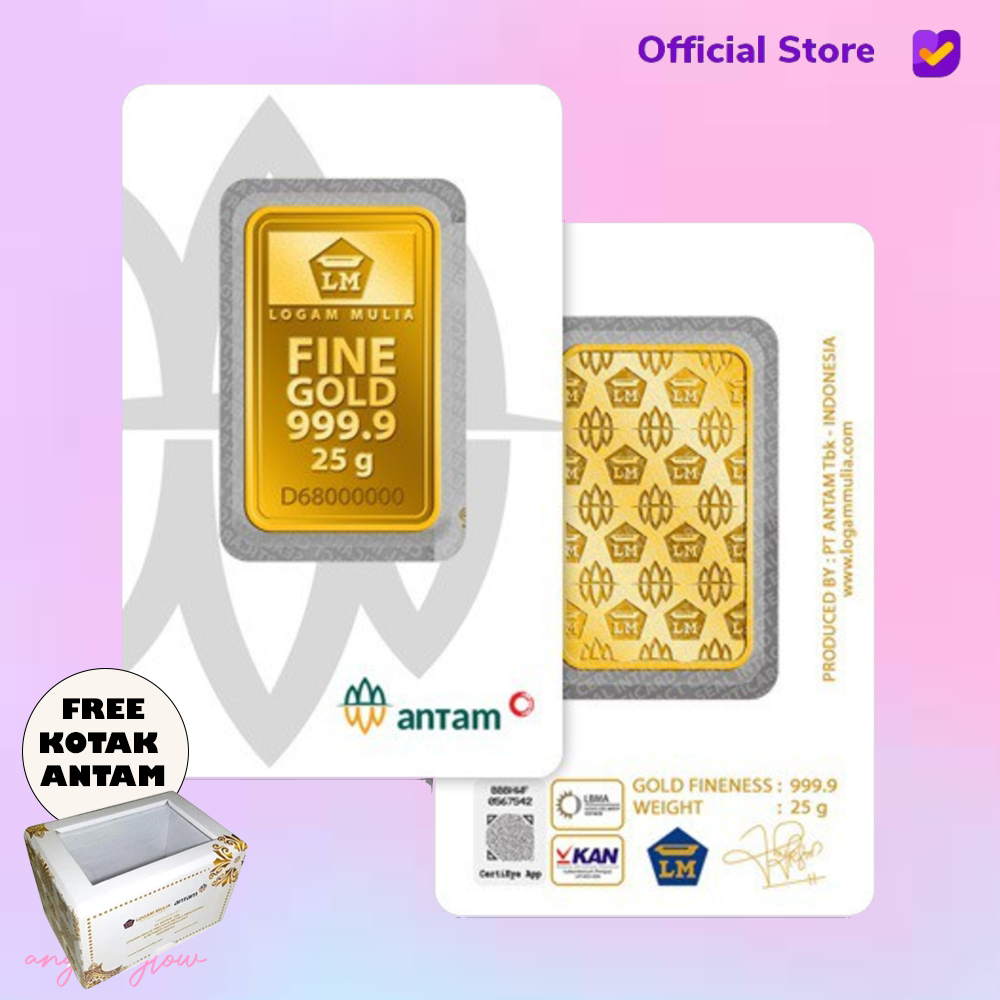 PROMO Logam Mulia Antam Press ( LM ) 25GR 25 GRAM (FREE KOTAK ANTAM)
