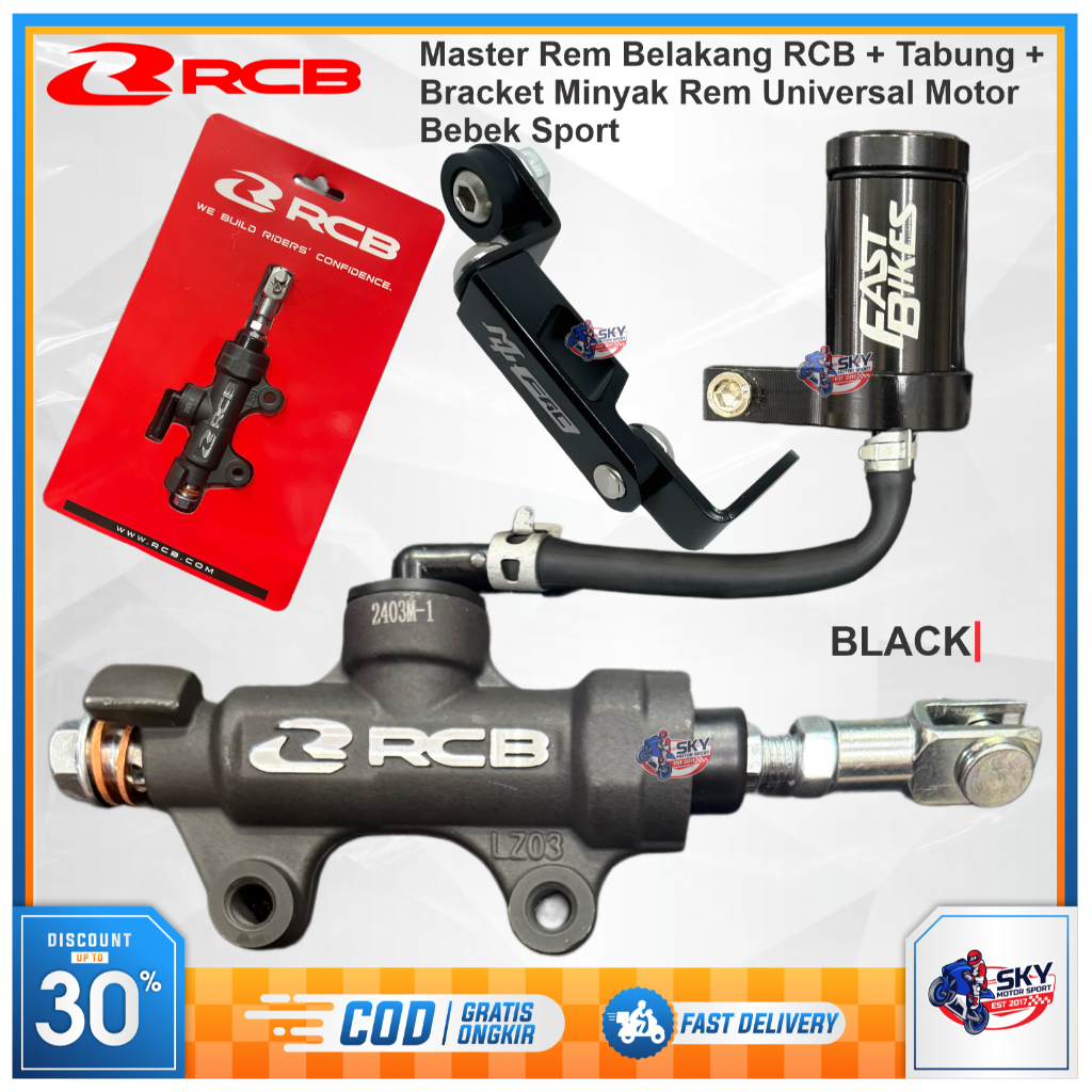 Master Rem Belakang RCB + Tabung + Bracket Minyak Rem Mufac Universal Tonjokan Semua Motor Sport