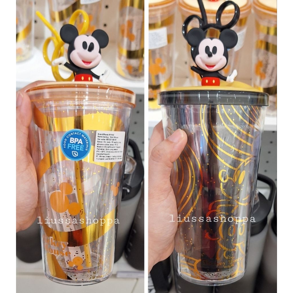 Tumbler Miniso - Disney Mickey Mouse Fun Life Collection Straw Bottle 480ml