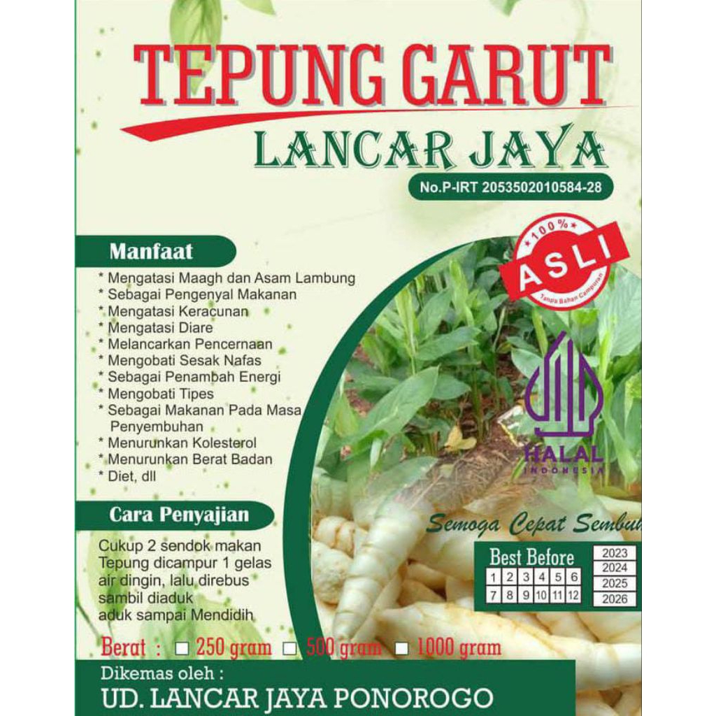 

Tepung Garut (asli) Lancar Jaya 500gr