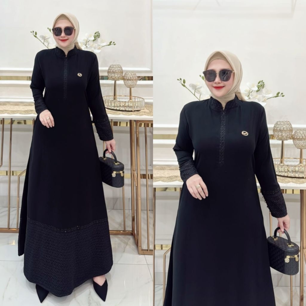 COD/gamis Nasya/BLACK ORCHID DRESS BY NASYA/pakaian muslimah/gamis mewah/gamis kekinian