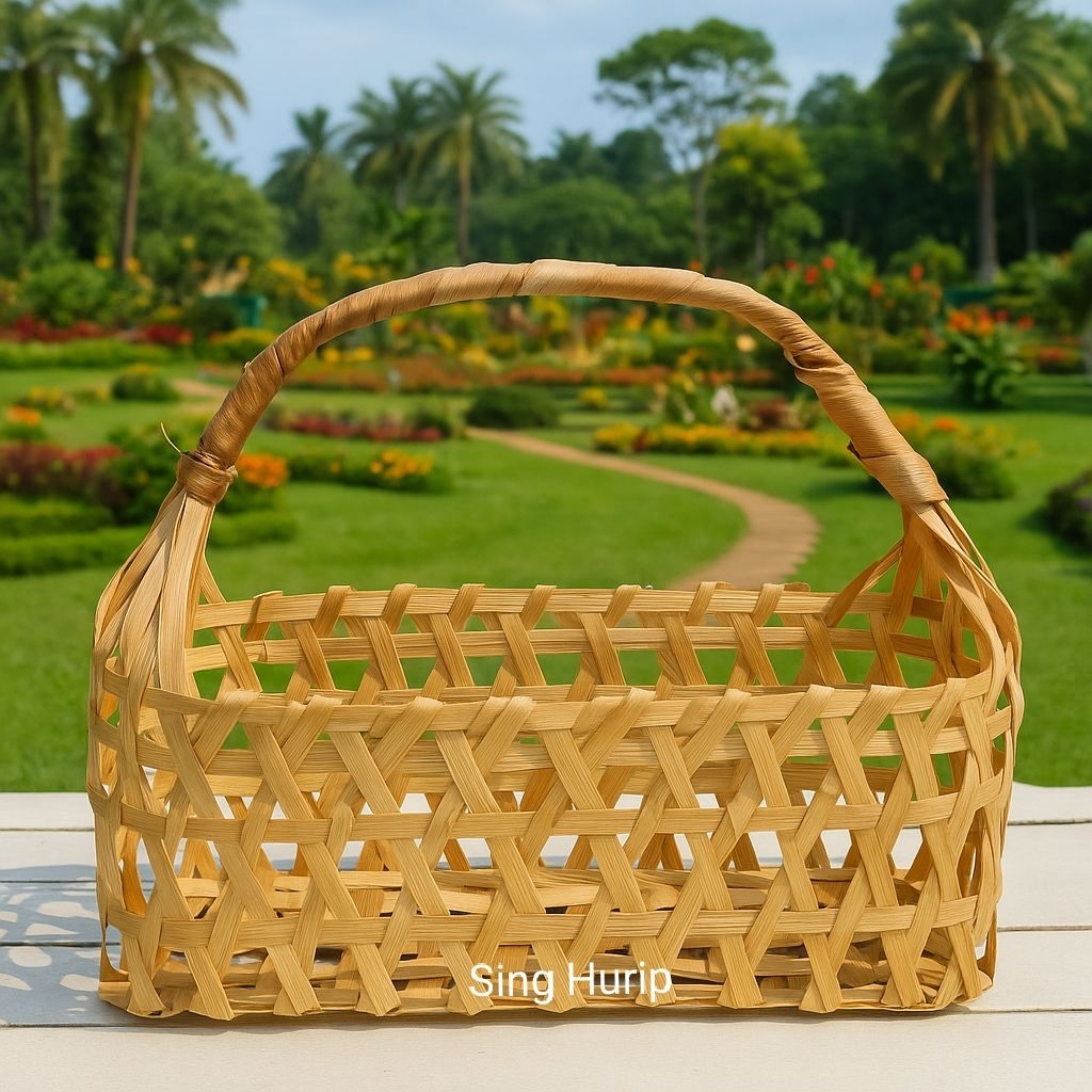 Tas Bambu 27x10x10 Tempat Toples Tabung Keranjang Anyaman Bambu