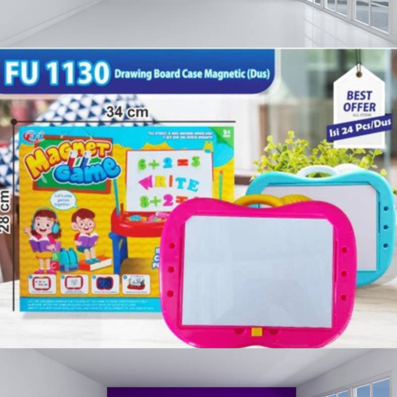 Mainan edukasi papan tulis magnet - magnet game FU 1131 - Drawing board case magnetic