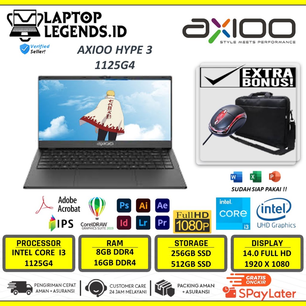 Axioo Hype 3 Intel Core I3 1125g4 8GB Ram 256GB SSD 14.0" FHD