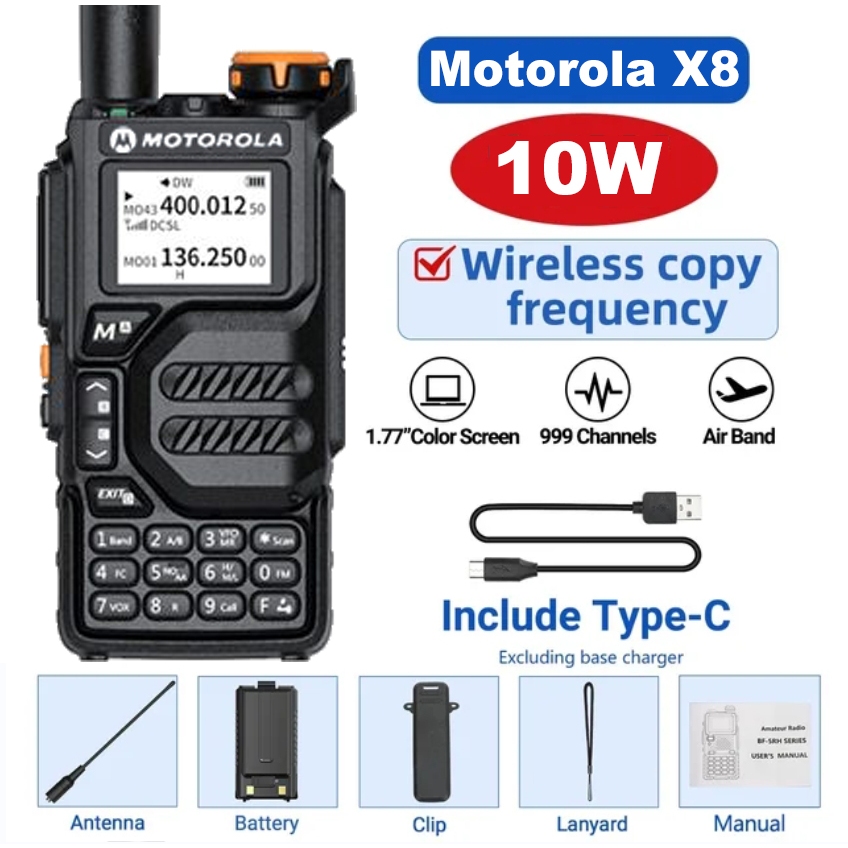 HT Motorola HT Motorola X8 Walkie talkie two way radio jarak jauh 20KM Daya Tinggi 10W 200 Saluran