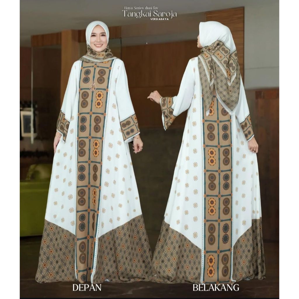 DRES TANGKAI SEROJA PUTIH By DuaiFav/FASHION MUSLIMAH TERBARU