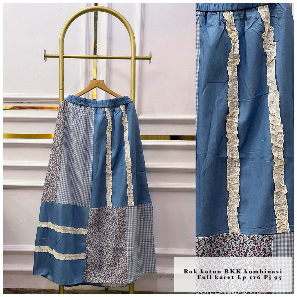 rok katun Bangkok motif bunga dan polos