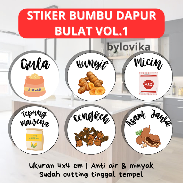 

(35 PCS) READY STOCK STIKER BUMBU DAPUR BULAT KITCHEN SPICE 4X4 CM KITCHEN LABEL TERMURAH BISA COD ANTI AIR DAN ANTI MINYAK PANTRY LABELS AESTHETIC ESTETIK