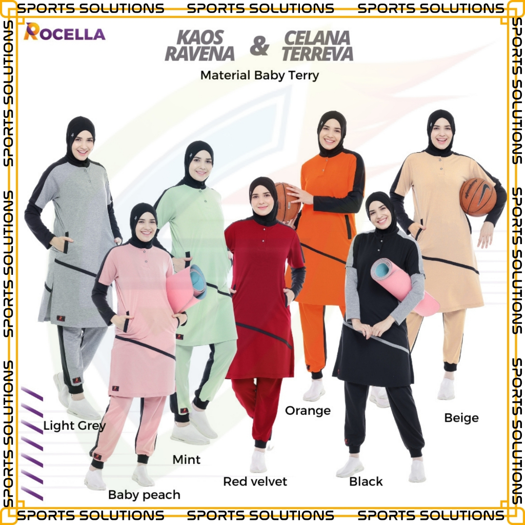 SETELAN OLAHRAGA MUSLIMAH - SERAGAM OLAHRAGA - SETELAN ZUMBA - BAJU OLAHRAGA MUSLIMAH  ROCELLA KAOS 