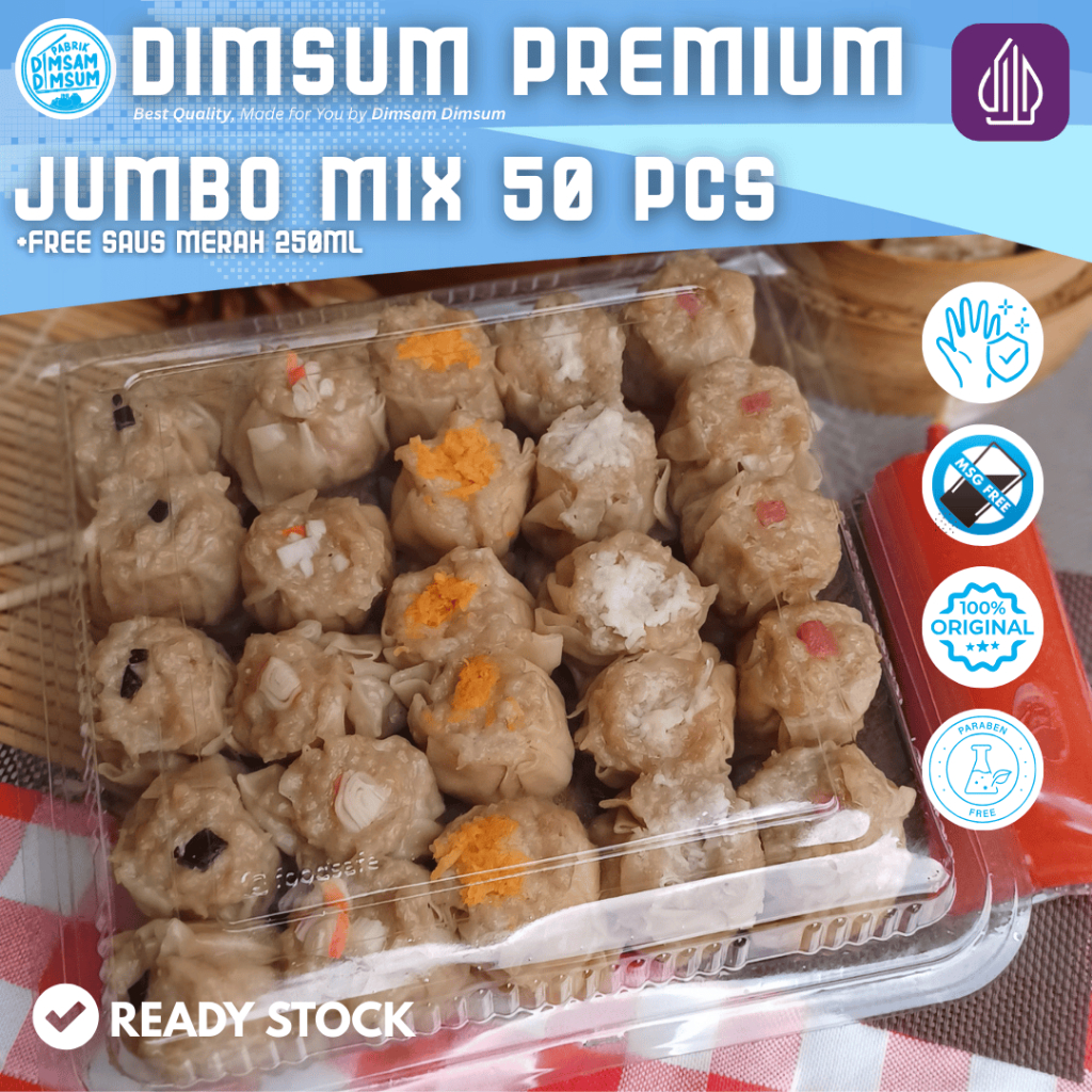 

Dimsum Jumbo Mix 50 pcs + Free Saus 250ml | Frozen Halal Premium Cocok Jualan – Dimsam Dimsum