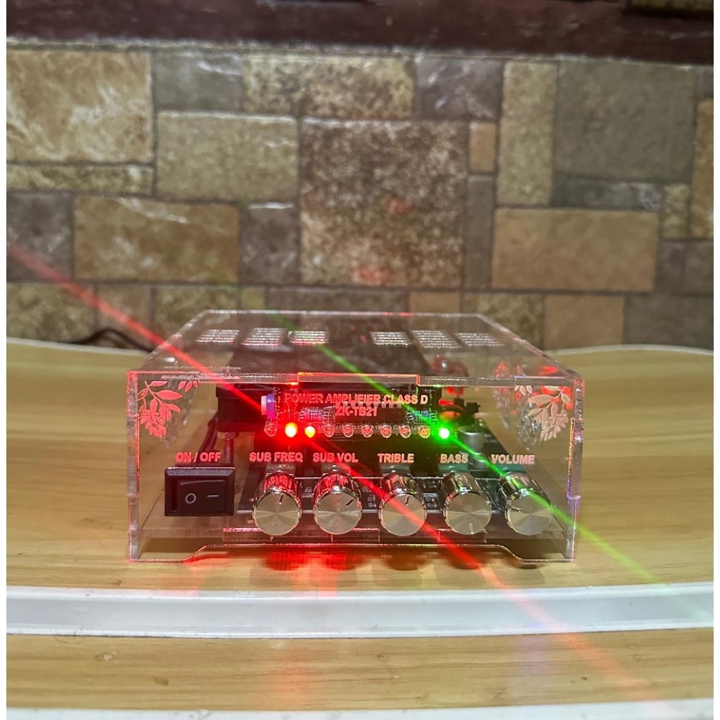 Power Amplifier ZK-TB21 Box Akrilik (cocok untuk di mobil/truk/rumahan)