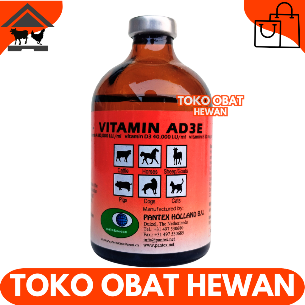 PANTEX VITAMIN AD3E 100ML - Vitamin ADE Hewan Ternak Sapi Kambing Domba Babi - Mirip Vitol Fertilife