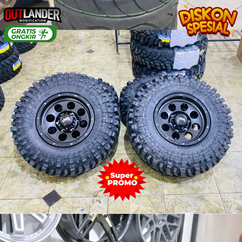 paket murah velg offroad r15 + ban velg lobang 6 velg mobil Everest Strada Triton dll hsr duffy r15