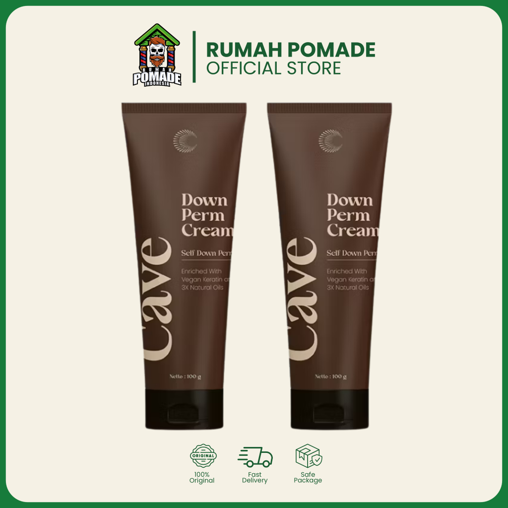 Cave Down Perm Cream 100 gram - Gel Down Pelurus Ikal Penata dan Shooting Rambut Pria Cream Pelurus 