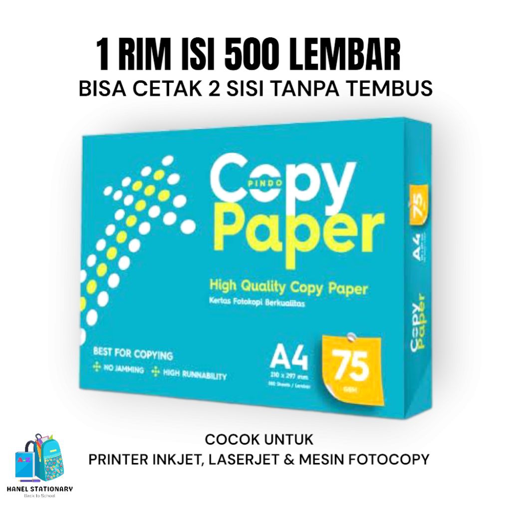 

Kertas HVS A4 Copy Paper 75gsm 1 Rim 500 Lembar - Bisa Fotocopy dan Print Bolak Balik