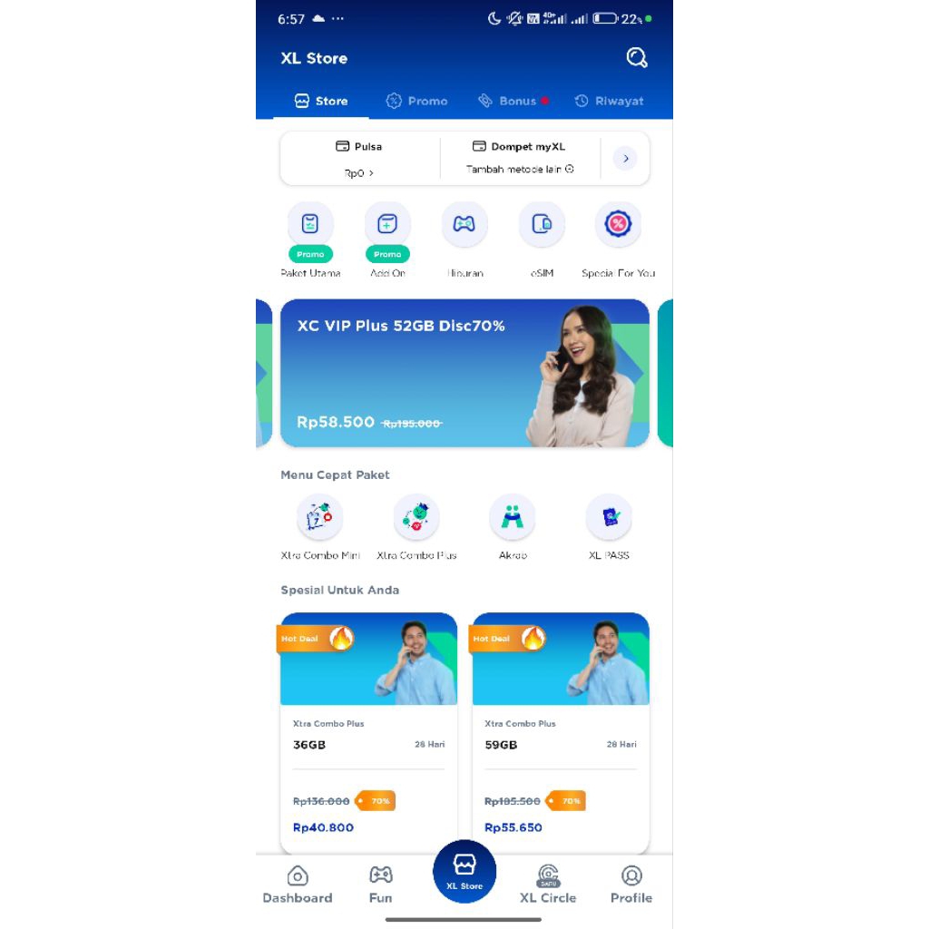 kartu XL XC VIP diskon 70% sudah include kuota