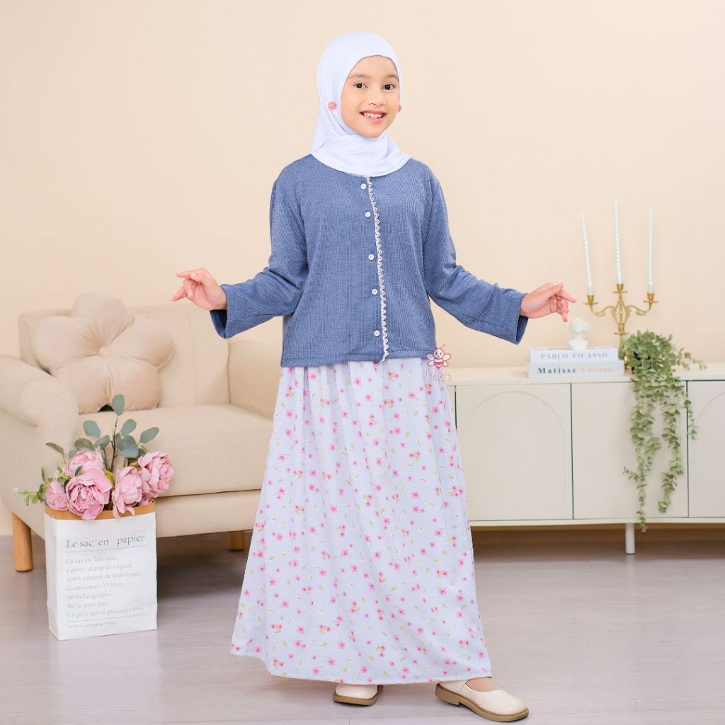 Julia One Set By Lilbi - Setelan Rok Anak Perempuan Muslim Panjang - Setelan Anak Perempuan Usia 1 -