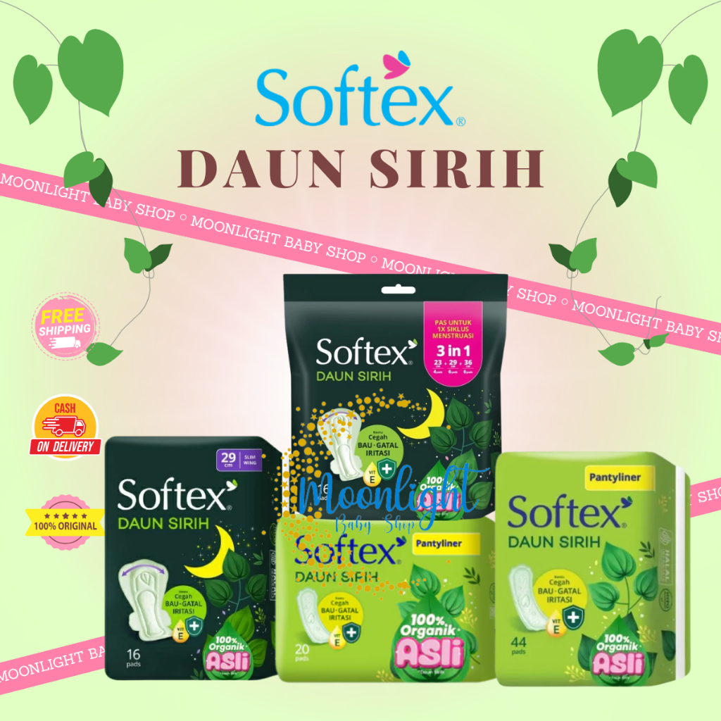 SOFTEX Pembalut wanita Daun Sirih Antiseptic Wing 29Cm / 3in1 / Pantyliner