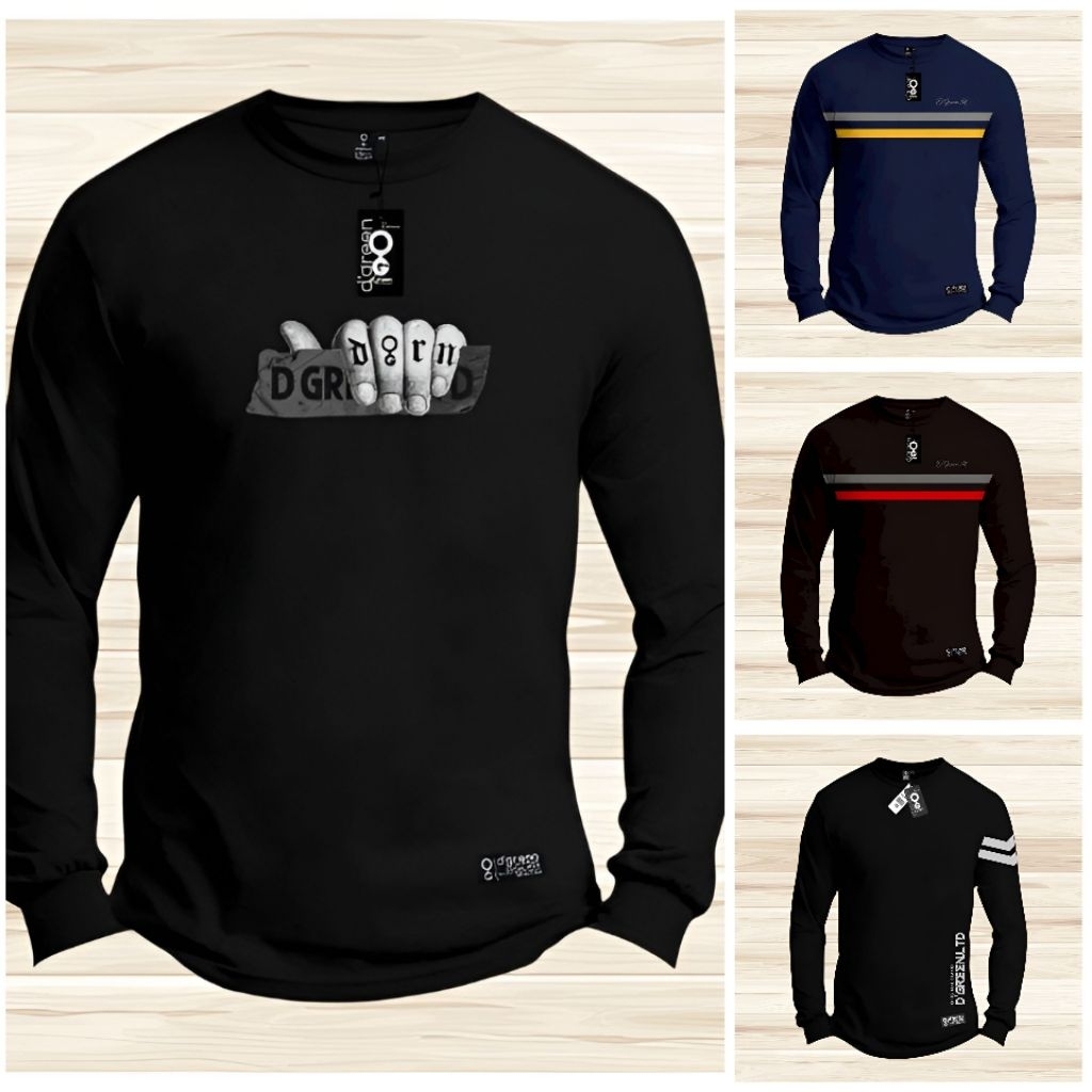 kaos lengan panjang dgreen m l xl baju kaos polos pria oblong distro pria lengan panjang kaos pria