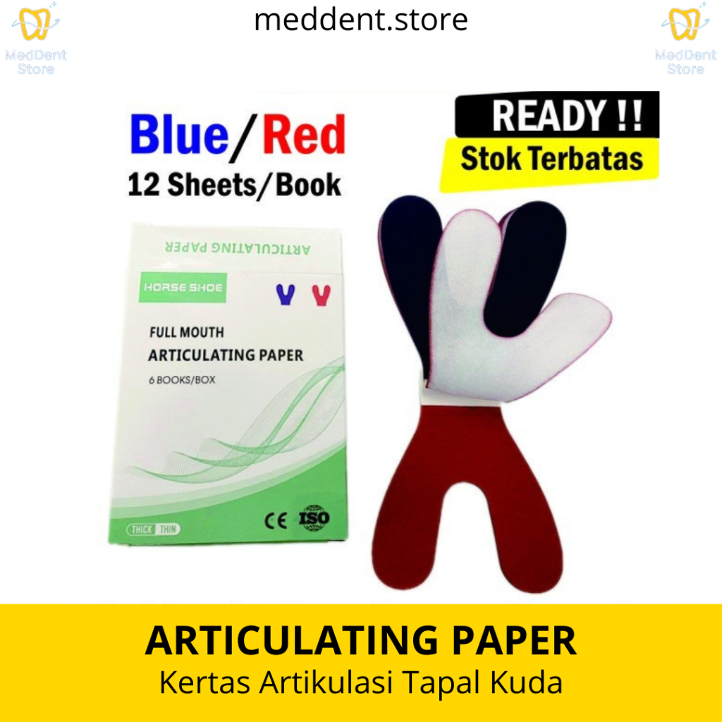 

Dental Articulating Paper Tapal Kuda Blue/Red 1 Book isi 12 Lembar