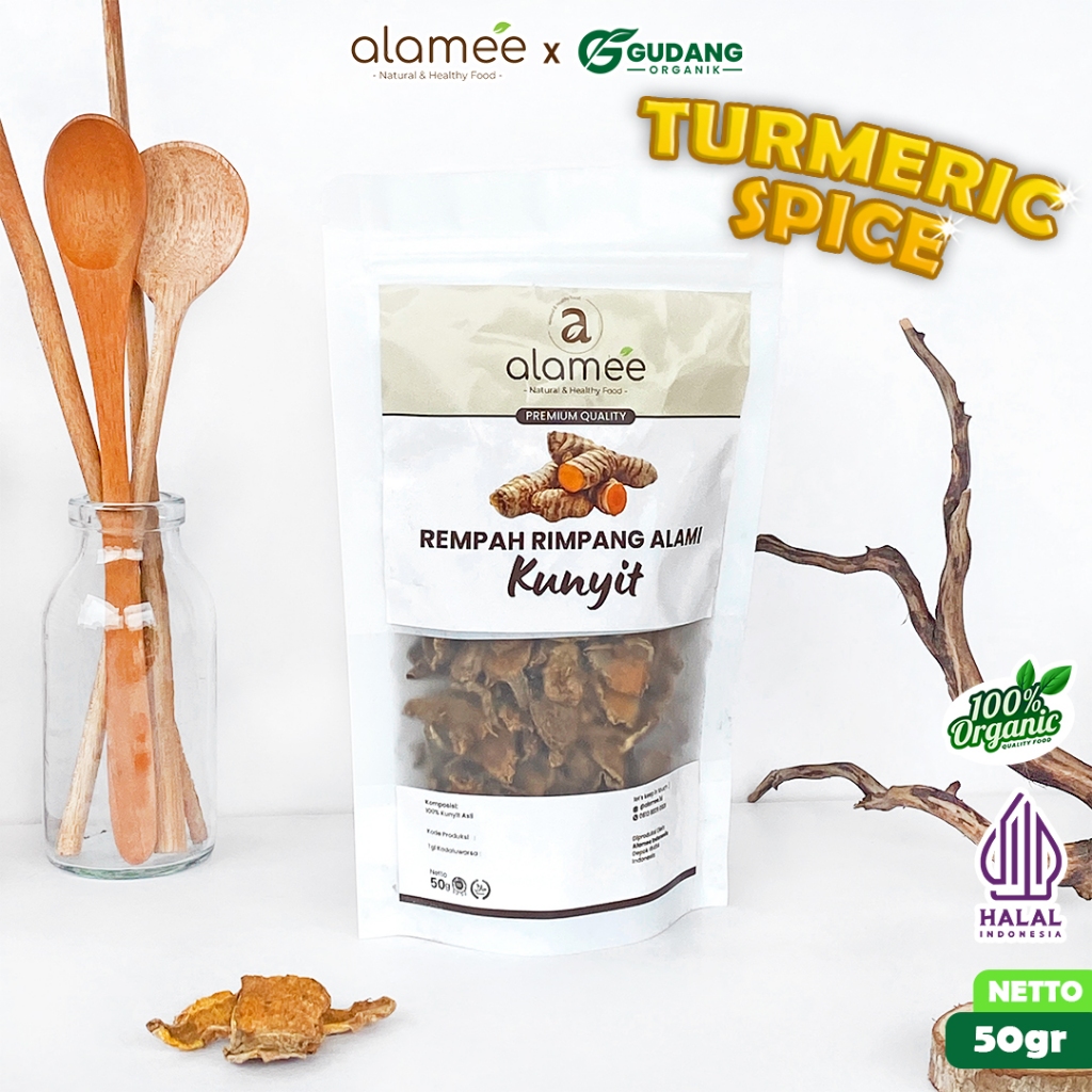 

ALAMEE rimpang kunyit 50 gram aroma harum bumbu alami antiinflamasi untuk kesehatan dan rempah