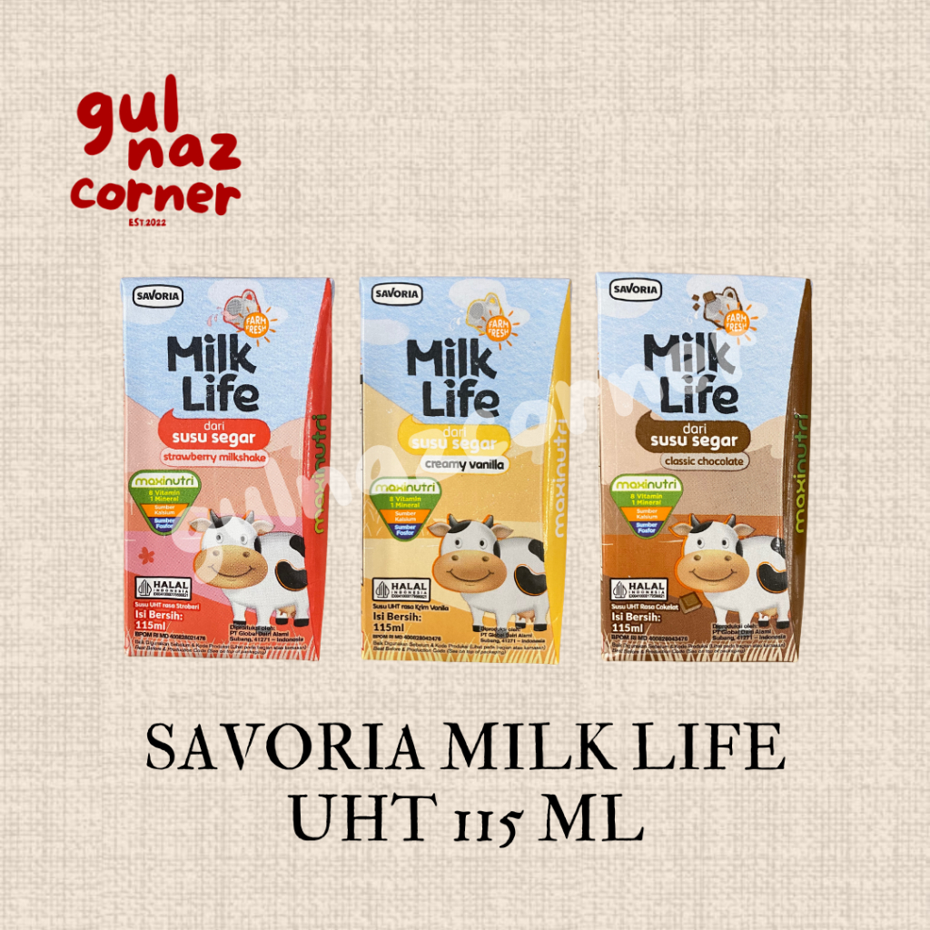 

[ FREE BUBBLE WRAP ] SAVORIA MILK LIFE 115 ML SUSU UHT | STRAWBERRY VANILLA CHOCOLATE