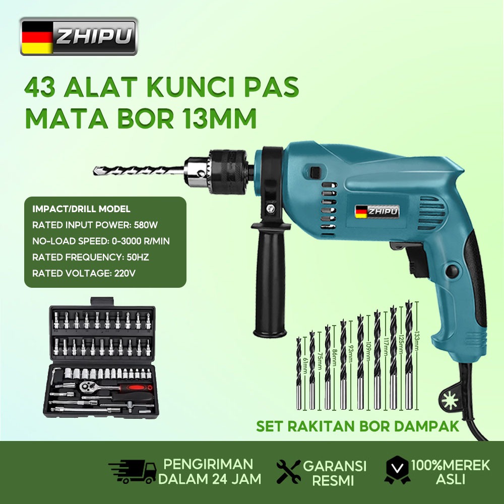 【COD】ZHIPU Mesin Bor Beton  Berkualitas 13 mm - Bor Impact Drill Listrik
