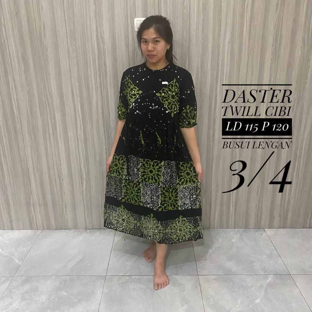 Daster Chibi Wanita Terbaru Lengan 3/4 Busui Friendly Resleting Depan Tali Samping Twill Ori Motif B