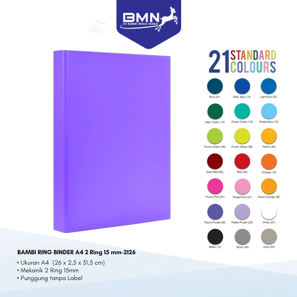 

BAMBI Ring Binder A4 2 Ring All Color SMALL SIZE 15 mm Original