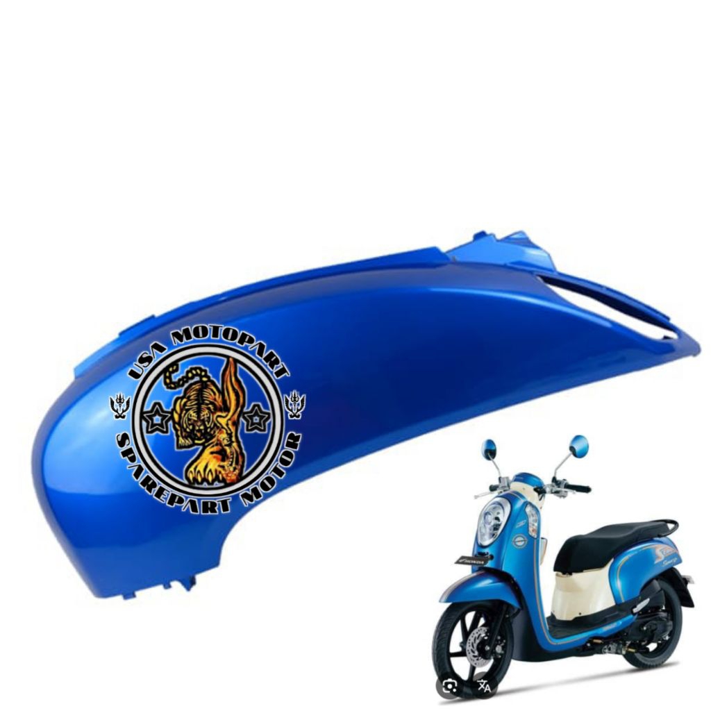 83600-K16-900VBM Cover L Body Kiri Belakang Honda Scoopy Fi 2012 2013 2014 2015 2016 Biru Original