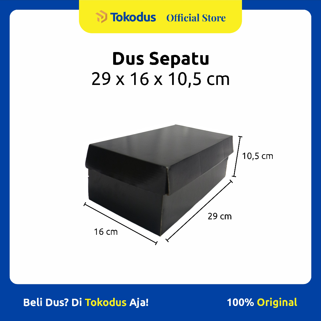 

Dus Sepatu | Kotak Sepatu | Kardus Box Sepatu Hitam uk 29 x 16 x 10,5 cm - Tokodus Katapang