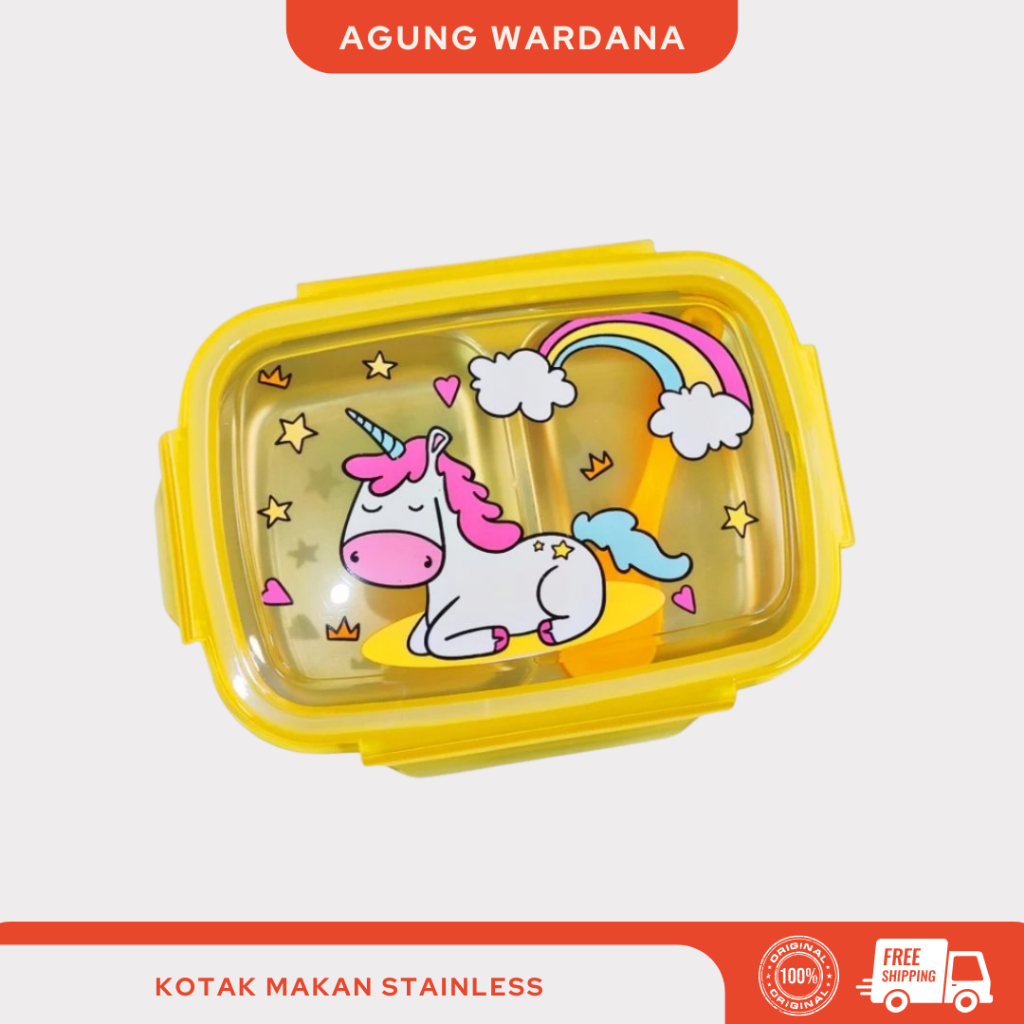 KOTAK BEKAL MAKAN STAINLESS STEEL 2 SEKAT / LUNCH BOX ANTI TUMPAH