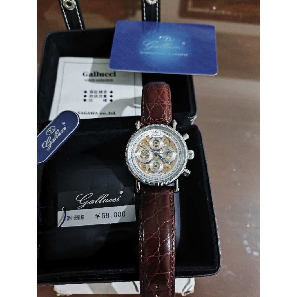 (Harga Net) Jam Tangan Gallucci All Original Fullset Like New Automatic + Manual Winding Day, Date, 