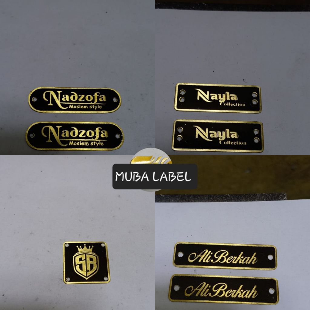 Label plat hijab besi/Plat label kuningan/gamis/baju/furniture/dll bisa custom bahan kuningan