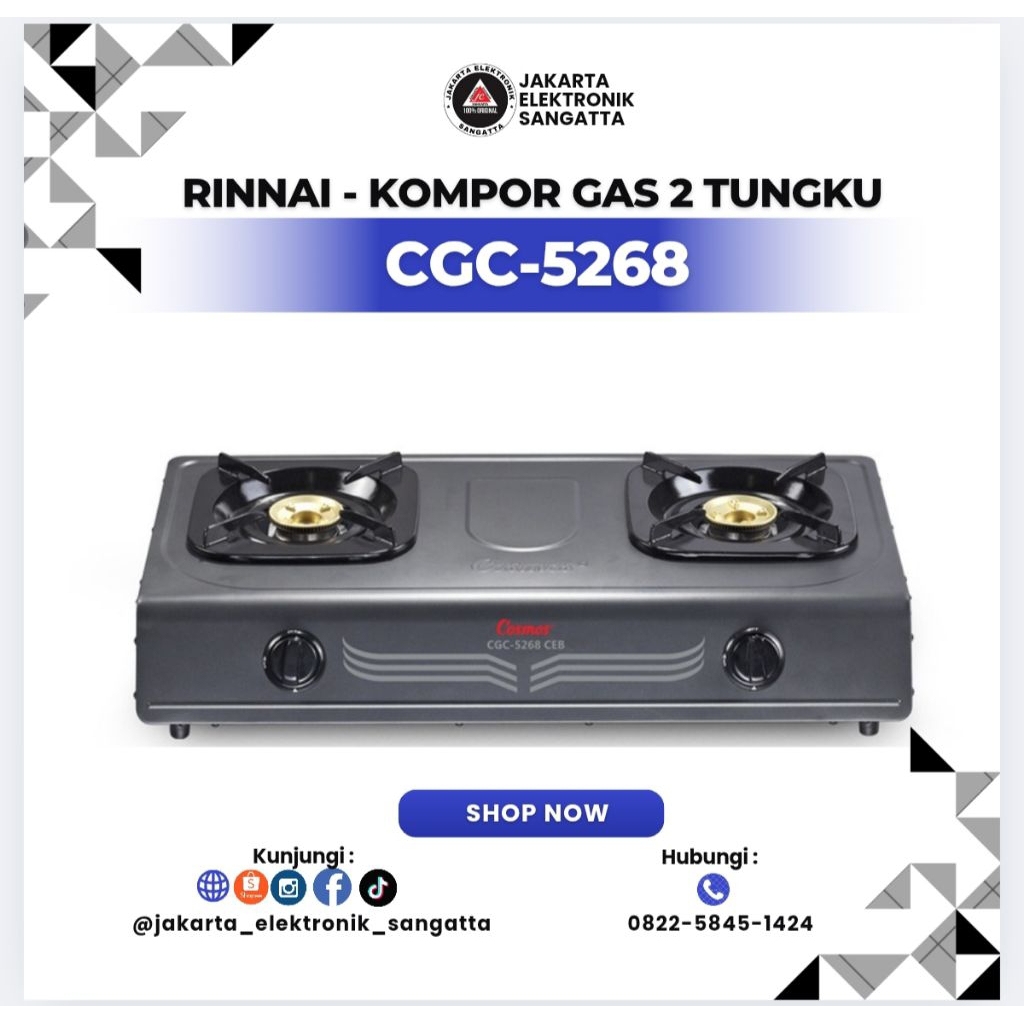 KOMPOR GAS Cosmos CGC-5268 CEB – Two Burner Gas Cooker