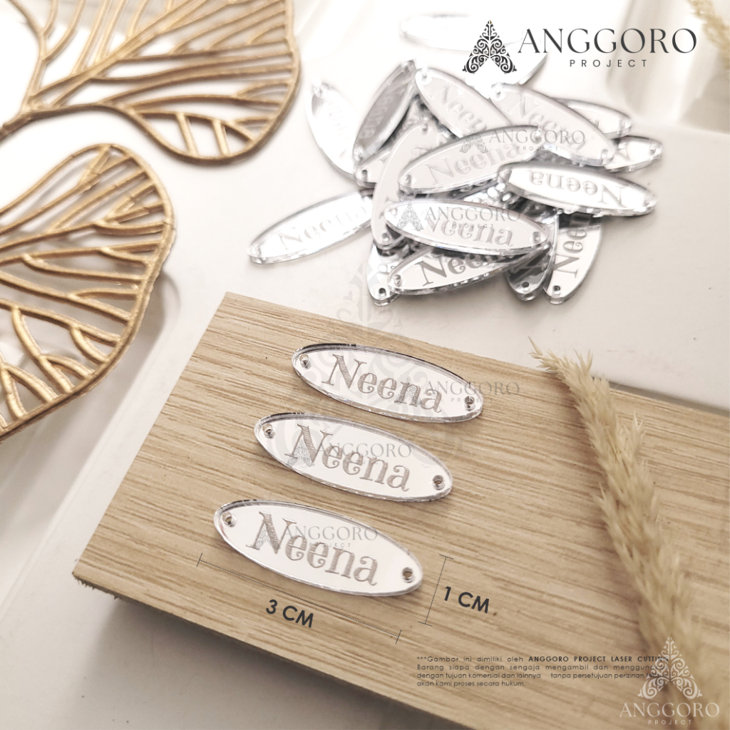 

[TERMURAH] Label Akrilik Rebranding Hijab SILVER / Baju / Gamis Label Baju Acrylic