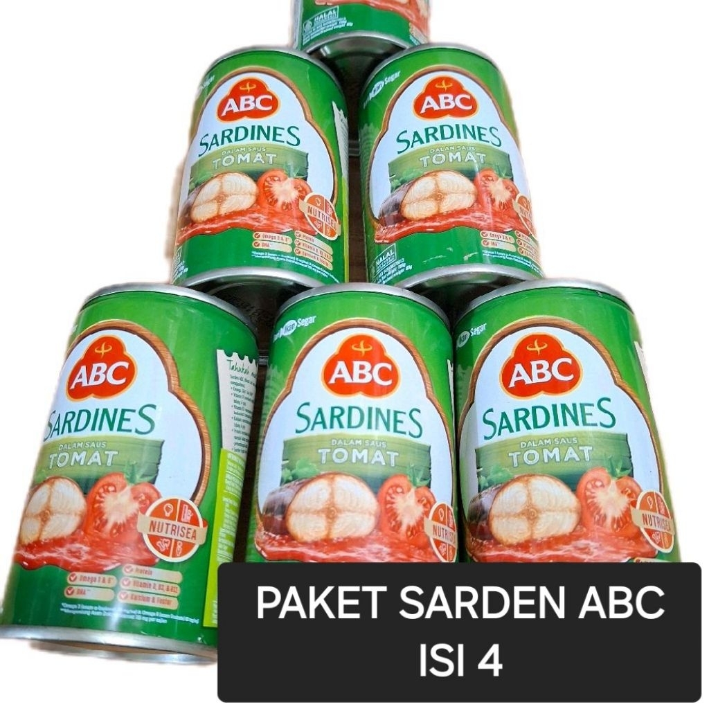 

Paket sarden abc tomat / extrapedas / mix tomat dan extrapedas 4 kaleng
