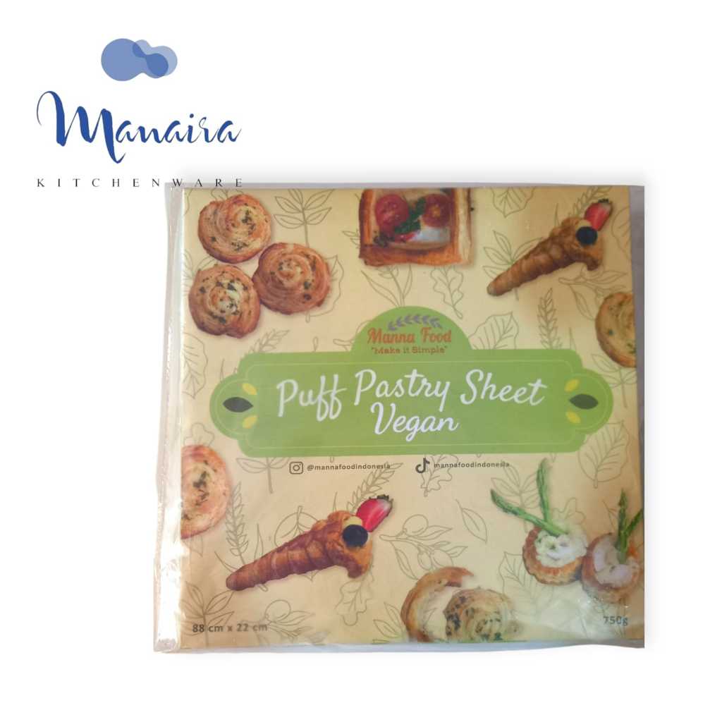

Puffy Pastry Manna Food Vegan/ Adonan Instan Siap Lipat / Puff Pastry 750 gram / Adonan Kue Pastry Zupa Soup Egg Tart Pisang Molen