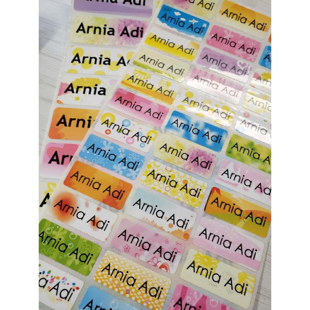 Stiker Label Nama Name Sticker Waterproof Anti Air Bunga Colorful Warna Warni