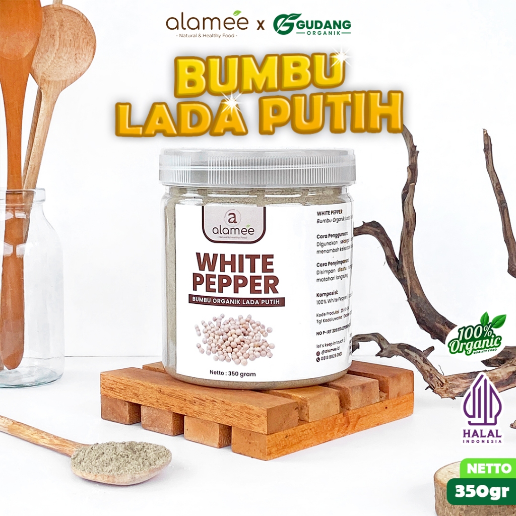 

alamee bumbu organik lada putih toples membawa rasa lembut dan aroma segar dari petani lokal