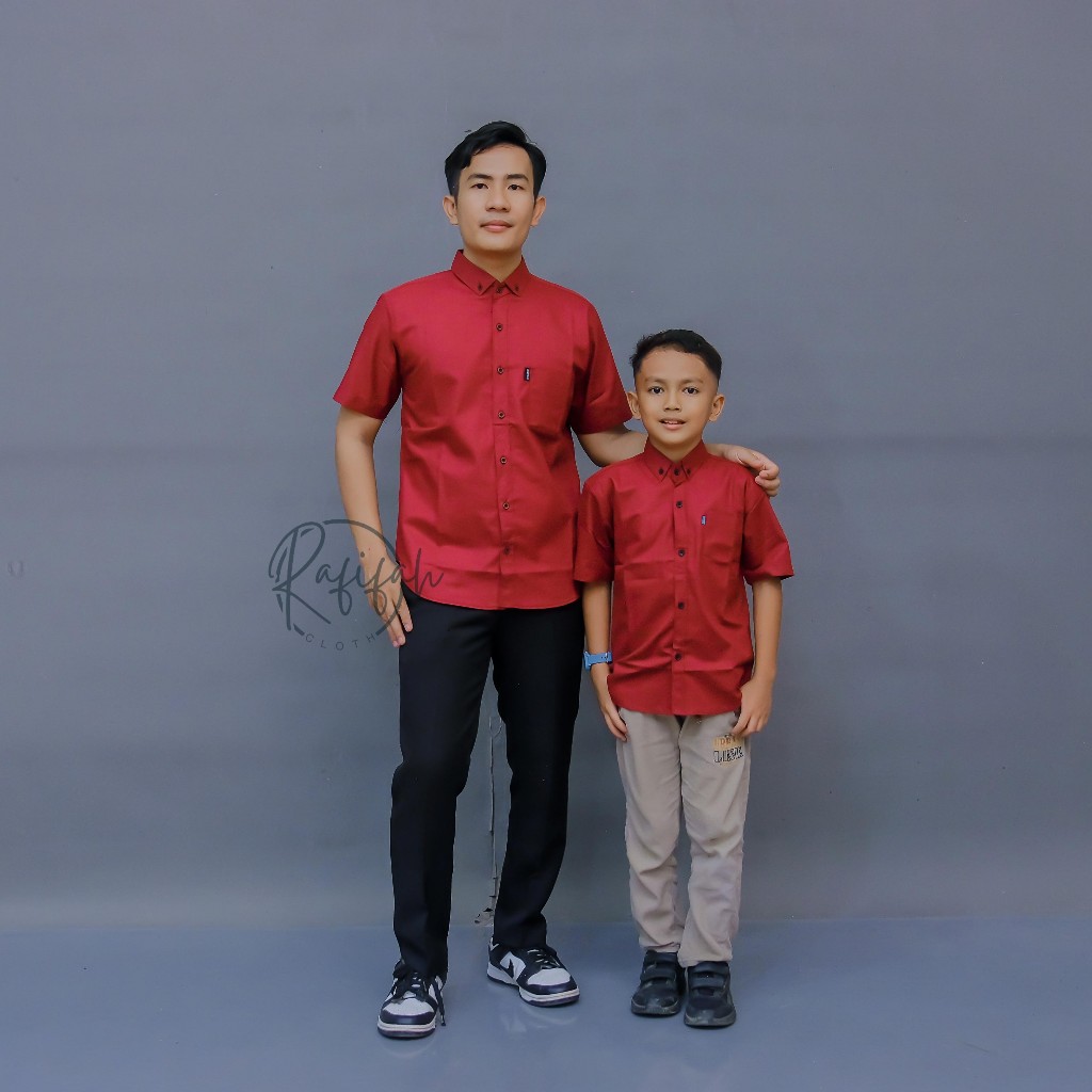 Kemeja Polos Ayah dan Anak Couple Kopel Lengan Pendek | kemeja anak | Kemeja Couple kopel Ayah Anak