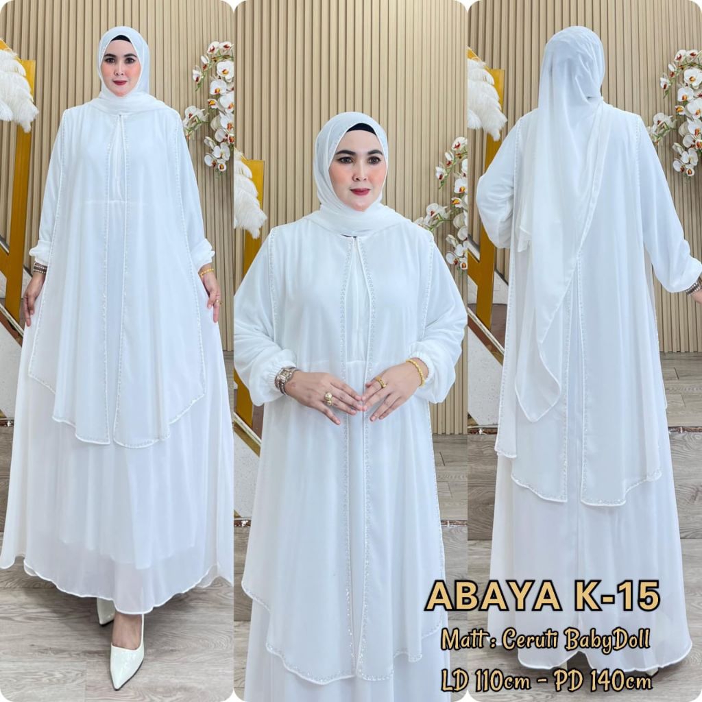 ABAYA KODE -15 ORI BY AJE ZAS COLLECTION GAMIS FULL CERUTY SET PASHMINA