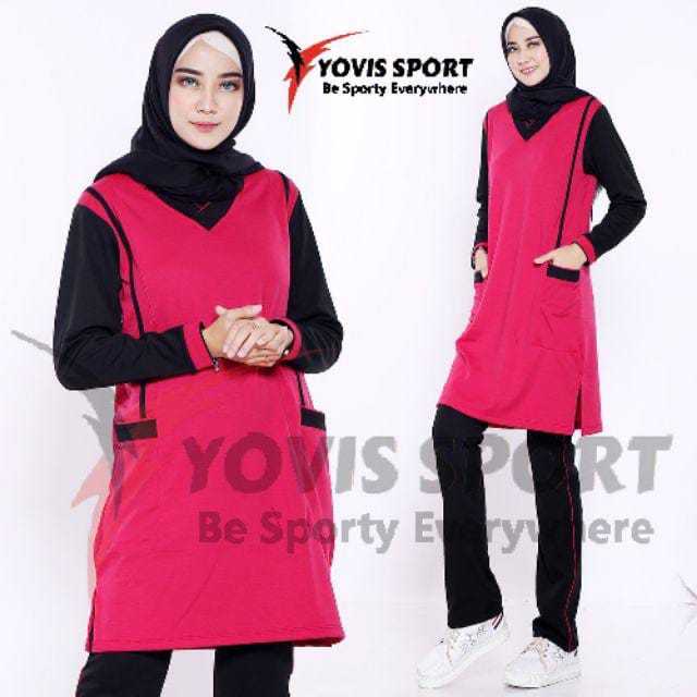 Setelan tunik jumbo termurah /baju senam ternyaman Yovis Sport /Hijab