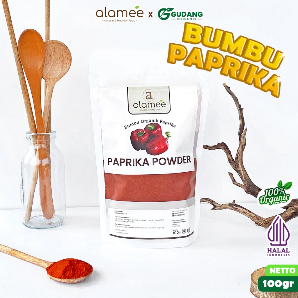 

alamee bumbu organik paprika 100 gram adalah bumbu sehat kaya vitamin dan aroma khas makanan rumahan