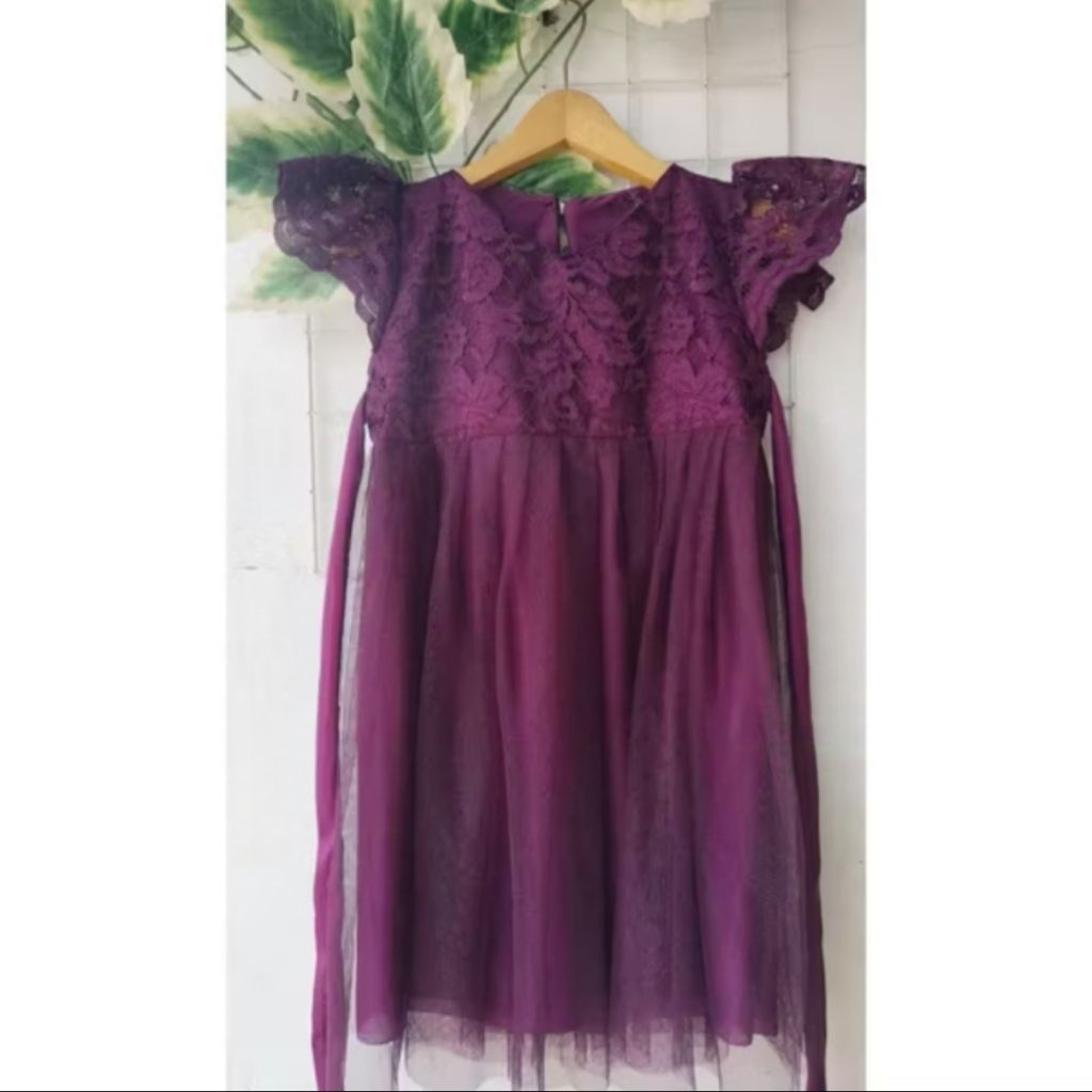 Dress Tutu Anak Perempuan / Dress Brukat Tutu Burgundy / Gaun Ultah Baju Pesta Anak 1-10 Tahun