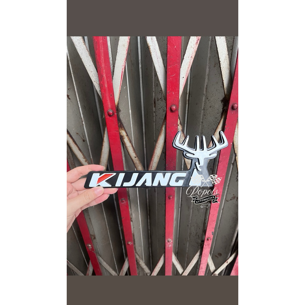 Emblem Logo Mobil Tulisan Kijang Tanduk Putih Untuk Kijang Grand atau Kijang Super Belakang 24cm