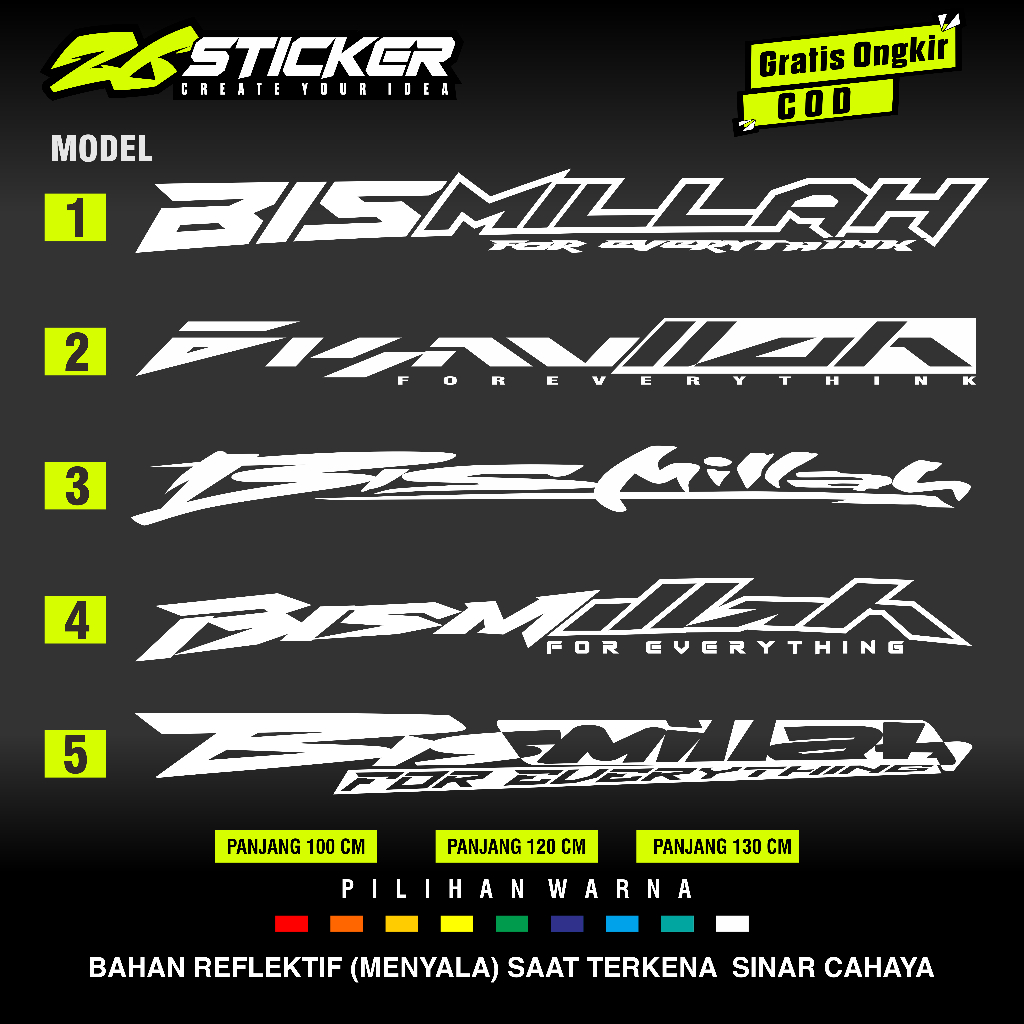 STIKER BISMILLAH - STIKER BISMILAH TRUK - STIKER BISMILLAH PICKUP - STIKER BISMILLAH MOBIL